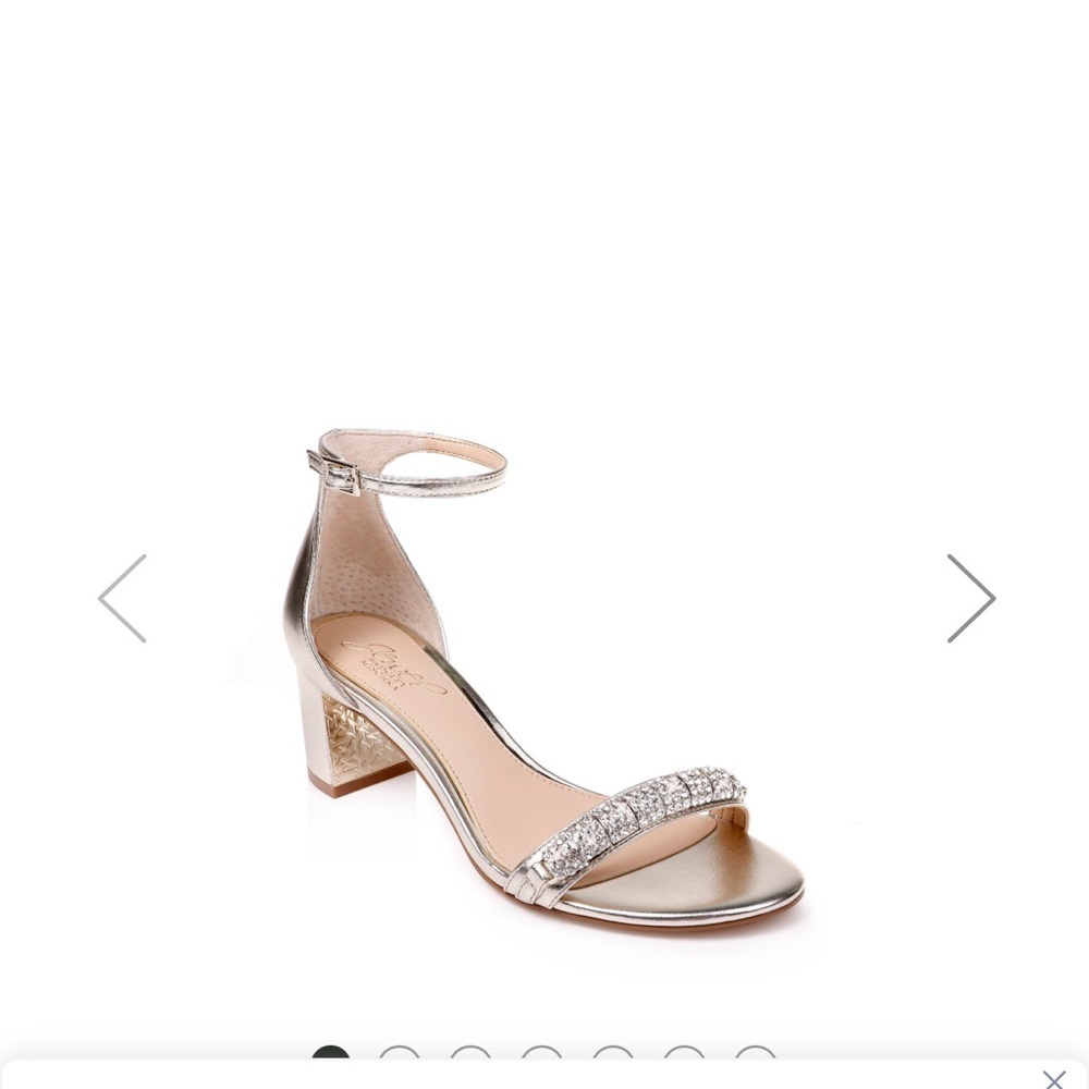 Badgley Mischka Jewel Ramsey open toe block heel rhinestone shoe size 7.5